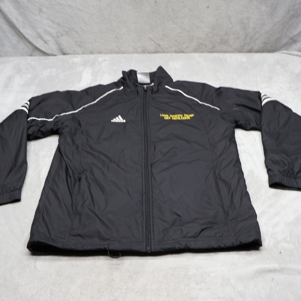 Adidas Jacket Mens XS Black Climalite Full Zip Track Athletic Windbreaker LOGO